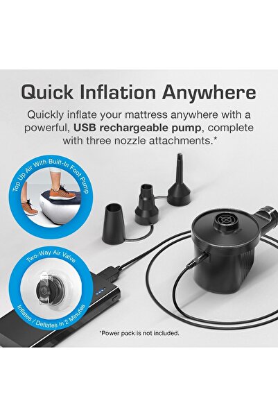 RADIOTRONICS Active Era Luxury Inflatable Mattress with USB Rechargeable Pump - King Size