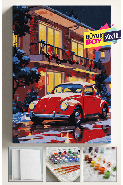 Corvo Sayılarla Boyama Seti Numaralı Tuval Fırça Boya Dahil Kasnaklı Set 50x7...