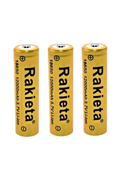 Stone Set 3 baterii reîncărcabile Rakieta 18650, 3,7 V, 12000 mAh, Li-ion, Aur