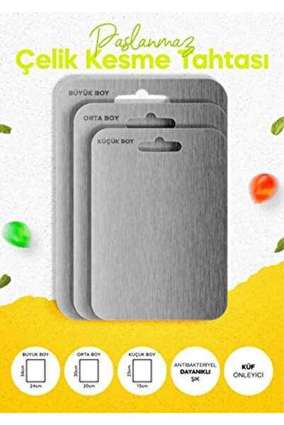 Home 3-Piece Stainless Steel Cutting Board – Mold Resistant, Durable