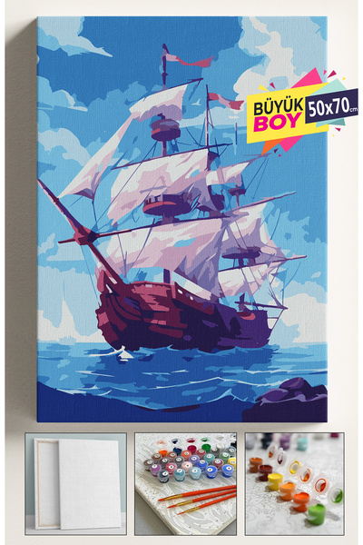 Corvo Sayılarla Boyama Seti Numaralı Tuval Fırça Boya Dahil Kasnaklı Set 50x7...