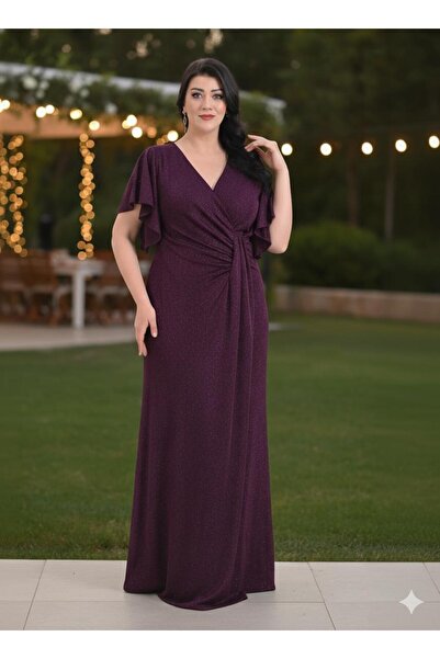 SpringStore Mor Mendil Kol Simli Büyük Beden Abiye