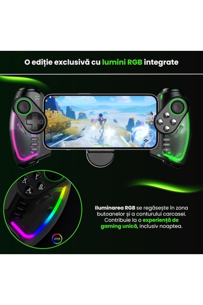 BiXXBi Bluetooth Gamepad Controller for Phone & Tablet, Multi-Platform, RGB