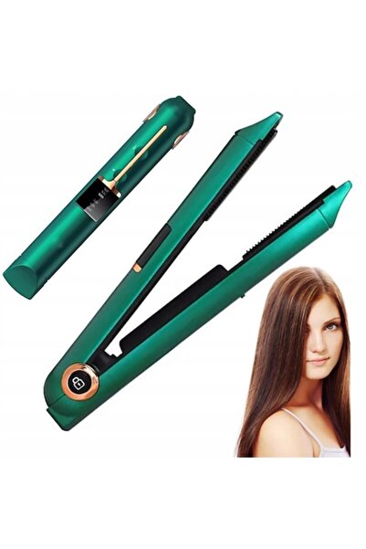 verk group Κεραμικό ασύρματο ισιωτικό μαλλιών, LCD, έλεγχος θερμοκρασίας, Power Bank, πράσινο