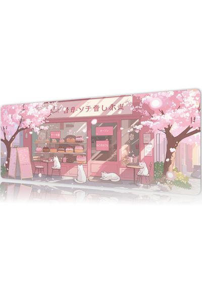urzuva Sakura Cafe Gaming Mousepad, Oyuncu Mouse Pad 80*30 cm 3mm