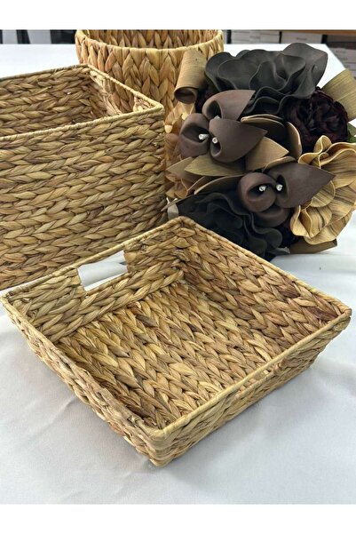 MD MİMOZA DEKOR Coș din răchită - Suport pentru flori multifuncțional Suport pentru ziar Decorativ / Organizator / 45x31x6cm