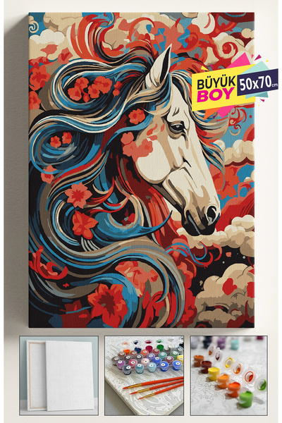 Corvo Sayılarla Boyama Seti Numaralı Tuval Fırça Boya Dahil Kasnaklı Set 50x7...