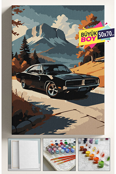 Corvo Sayılarla Boyama Seti Numaralı Tuval Fırça Boya Dahil Kasnaklı Set 50x7...