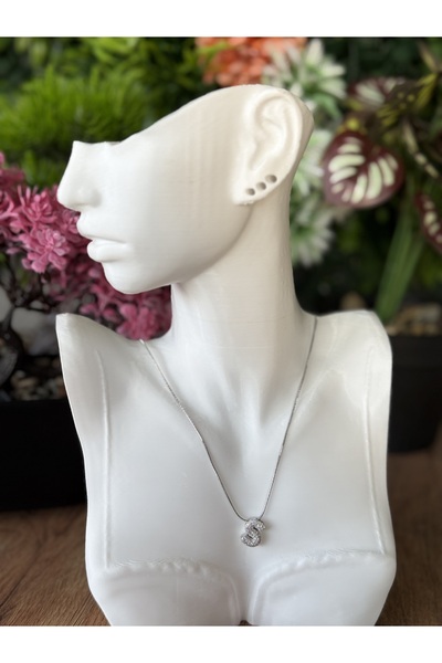 B & S Zirkon Taşlı S Harfli Çelik Kolye