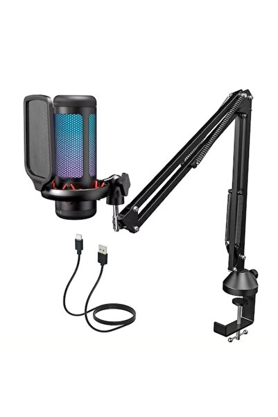 TONOR TC310+ USB Condenser Cardioid Microphone with RGB, Mute Touch, Boom Arm