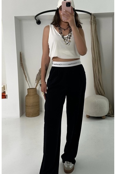 MODA New Trend a Quality Fabric Pants with Elastic Waistband