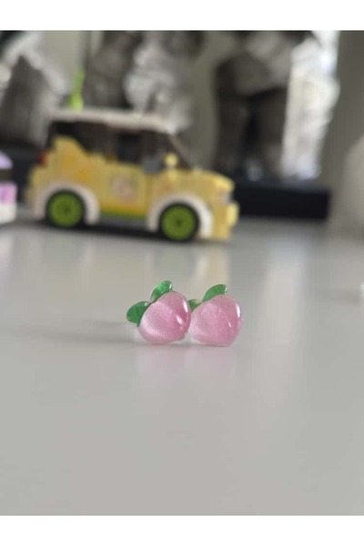 AyShope Antiallergic Transparent Tip Bioplast Peach Patterned Silicone Earrin...