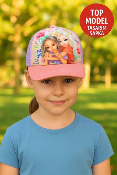Top Model Colorful Girl's Hat – Adjustable Mesh and Cute Pattern Model