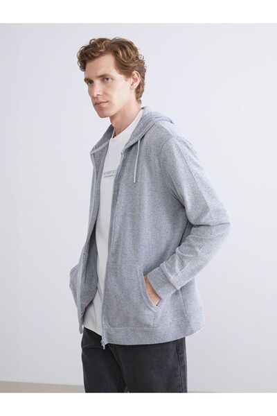 LC Waikiki Lcw Eco Hooded Long Sleeve Men's Zippered Sweatshirt