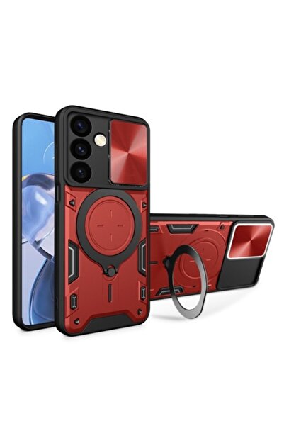 Techsuit Case for Samsung Galaxy S24 Plus, CamGuard Pro Y39, Stainless Steel, Red
