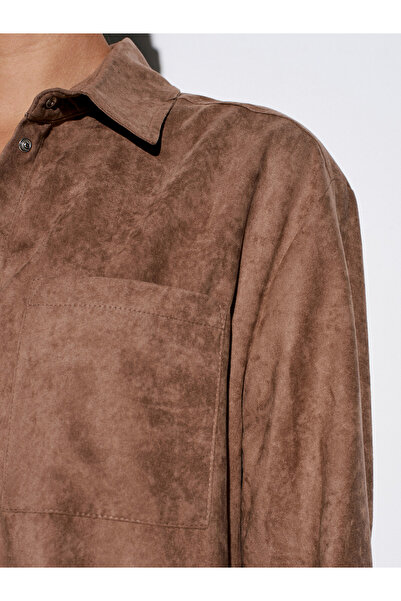 Dilvin 50524 oversized Πουκάμισο σουέτ-μινκ