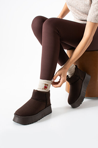 YM Pabuc Cizme de iarnă pentru femei, cu blană în interior, talpă groasă, confortabile, zilnic, calde, pantofi Ug Bot