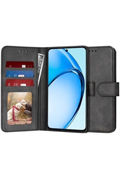 Techsuit Husă de telefon pentru OPPO A60 / Y72 - Jurnal, piele, neagră
