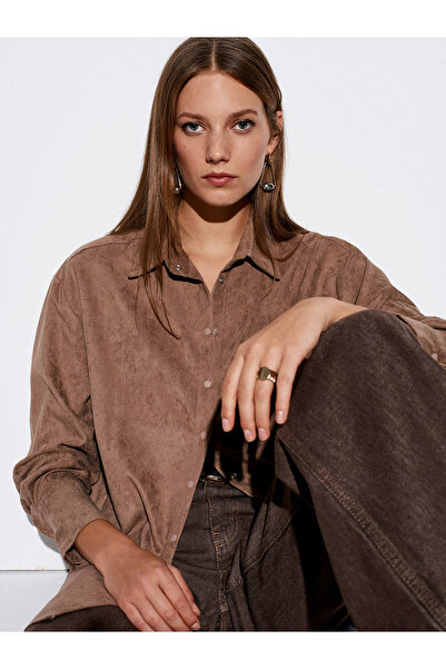 Dilvin 50524 oversized Πουκάμισο σουέτ-μινκ