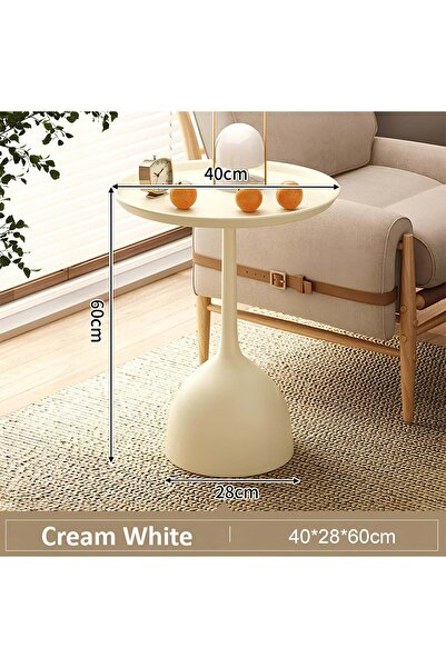 Taimi طاولة قهوة معدنية بتصميم عصري - طاولة جانبية للأريكة، مقاومة للماء والصدأ - 60×40 سم - أبيض كريمي