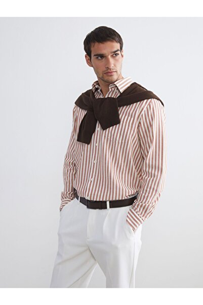 LC Waikiki Cămașă pentru bărbați, cu mânecă lungă, în dungi, cu tăiere obișnuită