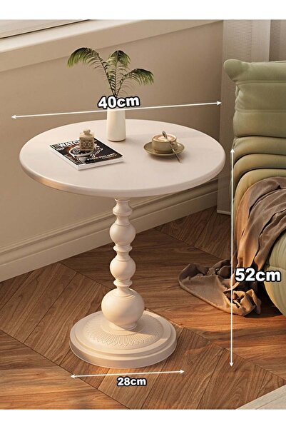 Taimi Metal Coffee Table 52x40cm - Bedside and Sofa Table, Waterproof & Rust Resistant Side Tabl White