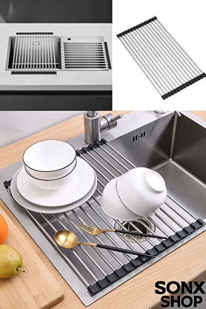 sonx Evye Üstü Katlanır Nihale Paslanmaz Çelik Pratik Sebze Meyve Bulaşık Kur...