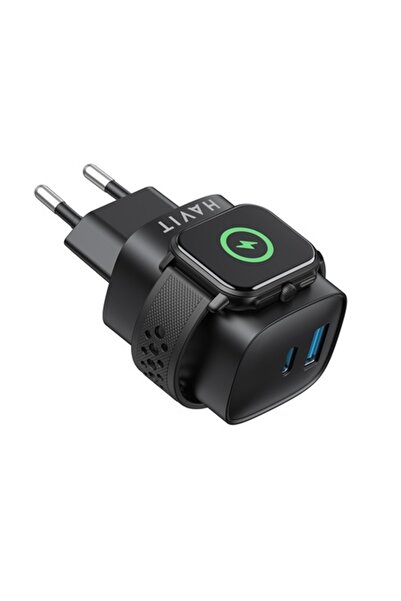 Uno Havit UC132 EU E41 USB Wall Charger with Type-C and Wireless, Polycarbonate, Black