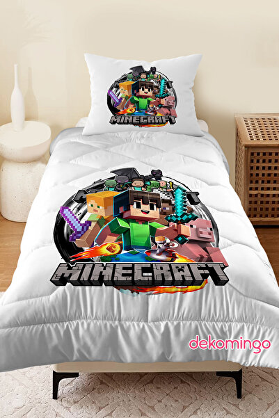dekomingo BEYAZ MINECRAFT KAPİTONE YORGAN