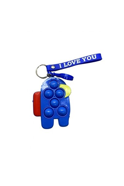 Juls Jucărie antistres din silicon Pop It / Flip It Breloc simplu cu gropițe Among Us - Albastru