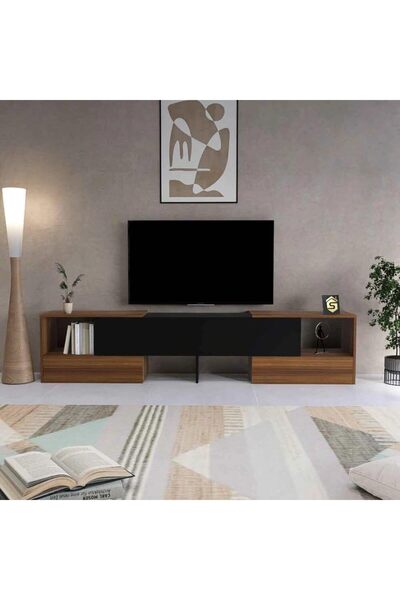 Stylish Home طاولة تلفزيون متميزة باللون الاسود والبني TV70