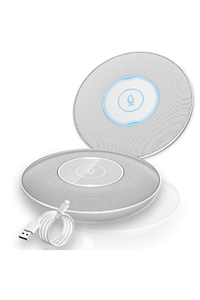 CR glamour AND STYLE Microfon condensator USB pentru conferințe profesionale CR|G®, omnidirecțional, portabil, metalic, alb