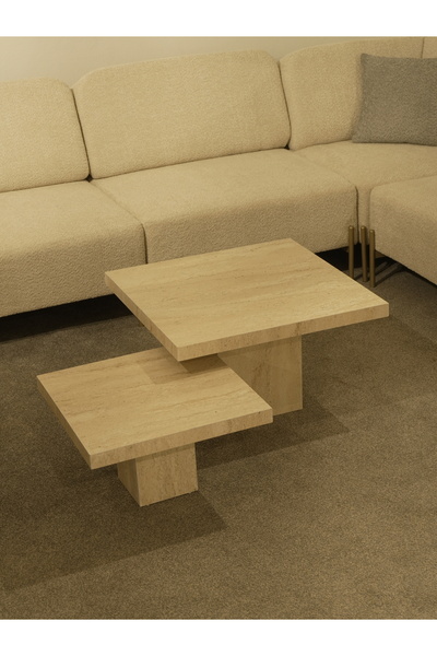 Luna Traverten Modern Lüks Sehpa