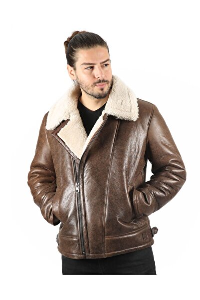 vivamood Erkek Kürklü Deri Mont A-3XL