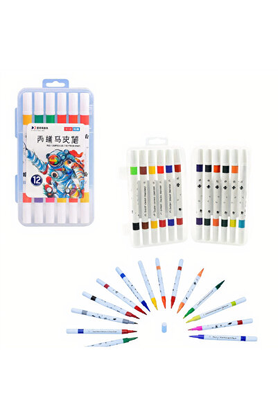 JML1 Markere acrilice 12/set în pungă transparentă 14cm din plastic, multicolore