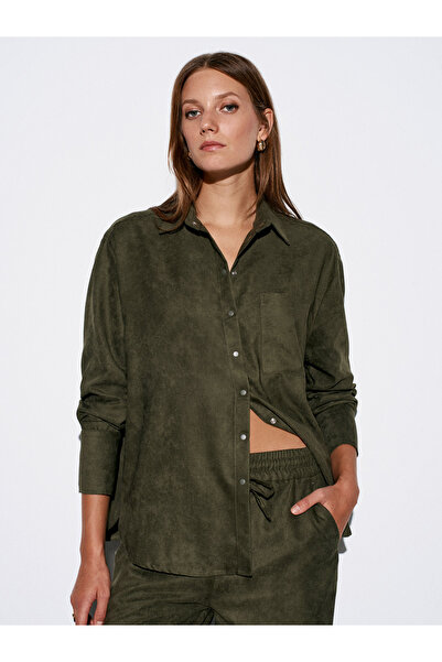 Dilvin 50524 oversized Πουκάμισο σουέτ-Καγκλά