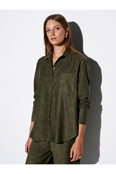 Dilvin 50524 oversized Πουκάμισο σουέτ-Καγκλά