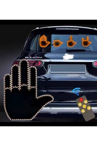 FOXMAG24 Indicator LED auto cu telecomandă, formă de mână, 4 moduri, lumină puternică