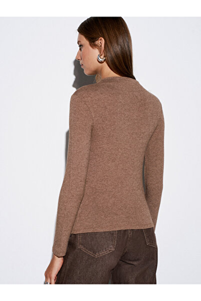 Dilvin 31391 Μακρυμάνικο μπλουζάκι με ψηλό γιακά-μινκ