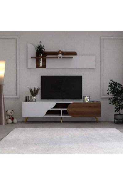 Stylish Home حامل تلفزيون عصري مع رف علوي، تصميم عصري (لا تشمل الاضاءة)