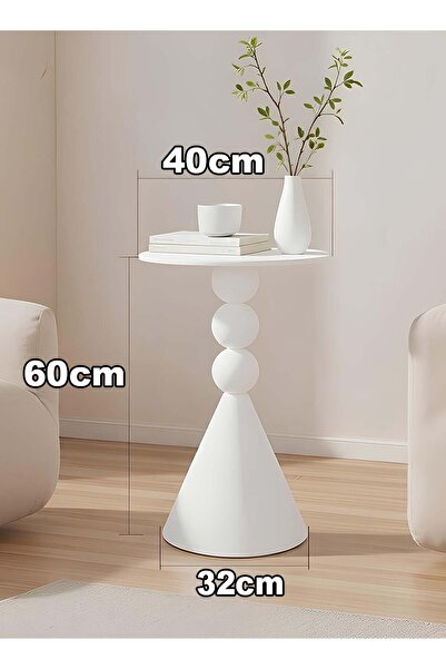 Taimi Modern Design Metal Coffee Table -Bedside and Sofa Table,Side Table for Living Room,60x40 cm-White