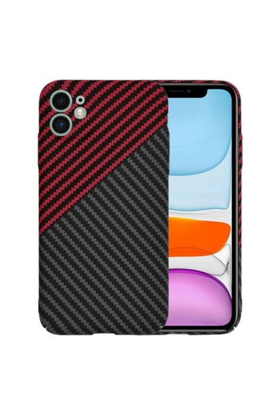 Techsuit iPhone 11 Case - Carbonite FiberShell - Red Vortex