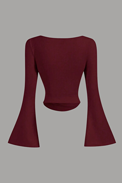 Tarz Cool Women's Lycra Draped Long Spanish Sleeve Crop Blouse