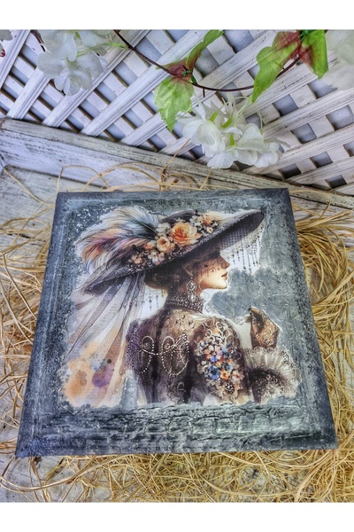 buraxe Handmade Vintage Style Wooden Square Box,New Year Gift,Jewelry/Accessory Box