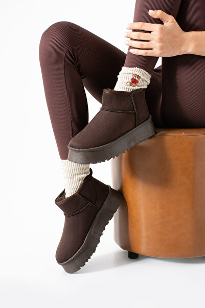 YM Pabuc Kadın Kışlık Bot İçten Tüylü Kalın Taban Rahat Günlük Sıcak Tutucu Ayakkabı Ug Bot