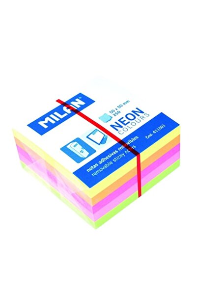 Milan Adhesive Cube Sticky Notes 50x50mm, 5 Neon Colors