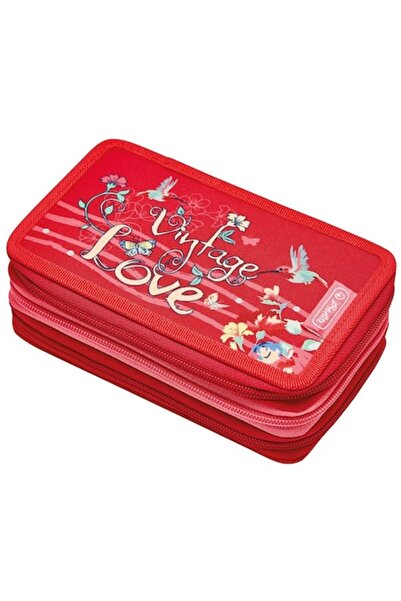 Herlitz Penar echipat cu 31 de piese, 3 fermoare, 19 x 12 x 7 cm, Vintage Love,