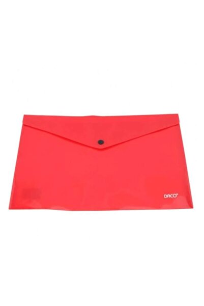 Daco A5 Plastic Envelope, Closure with Clip, 200 MIC, Red
