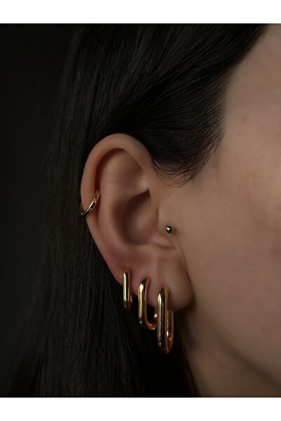 MODA Gold Renkli 3lü Halka Küpe Seti