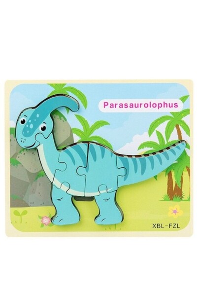 ALİBEİBEİ Puzzle din lemn cu dinozauri Parasaurolophus - 7 piese mari